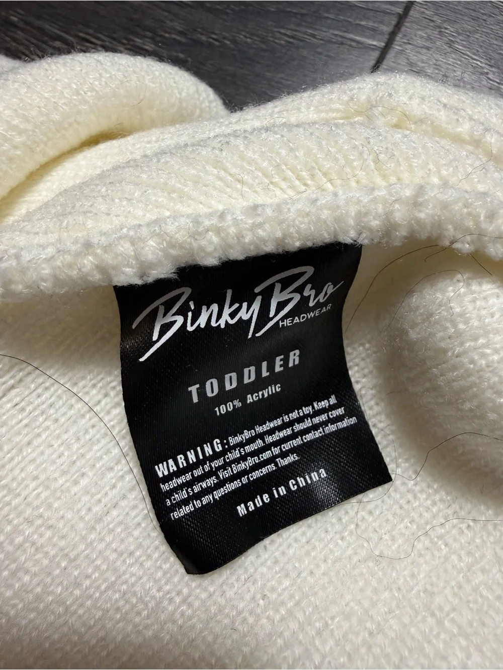 Binky Bro Toddler White Cuffed Knit Beanie